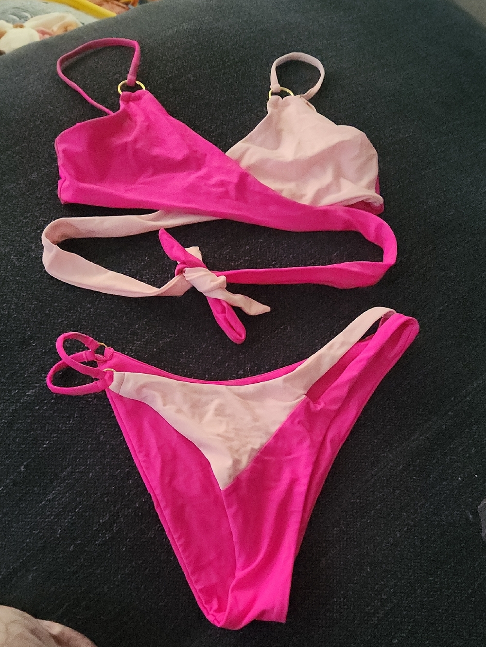 Two-Tone Pink Bikini Set - Hot Pink & Light Pink